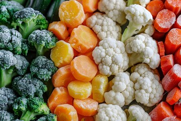Different frozen vegetables as background