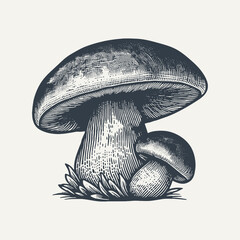 Boletus Mushrooms. Vintage woodcut engraving style vector illustration © RetroVector