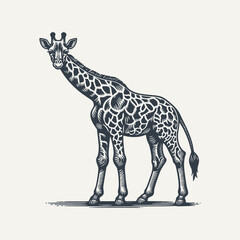 Giraffe. Vintage woodcut engraving style vector illustration.