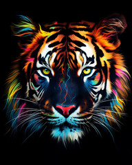 Neon Tiger with Vibrant Fur