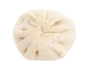Delicious chinese steamed bun isolated on white, top view