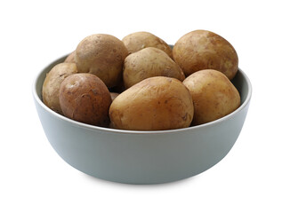 Boiled young potatoes in bowl isolated on white