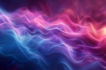 Abstract Wavy Lines of Blue, Pink, and Purple Light