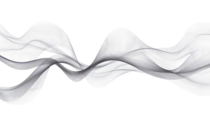 Wavy gray lines flowing on an isolated transparent background