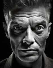 Obraz premium Close up black and photo of mans face