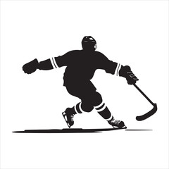hockey speelster Vector Image, vector black color silhouette