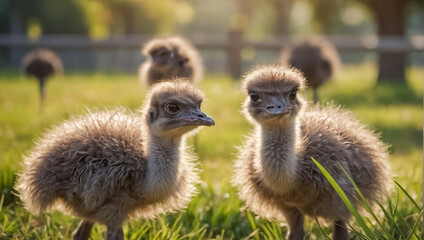 Cute ostrich on the farm