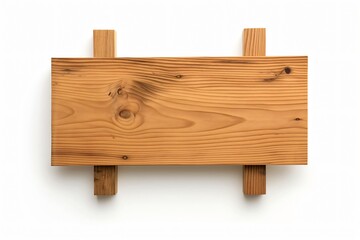 Minimalist wooden signboard with a smooth, natural finish, ready for customization, isolated on a white background