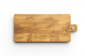 Fototapeta premium Sleek, clean wooden cutting board with a handle, isolated on a white background with soft shadows