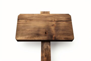 Fototapeta premium Photo captures a modern wooden signboard with a sleek, clean design, ideal for mockups and advertising, set against a white backdrop