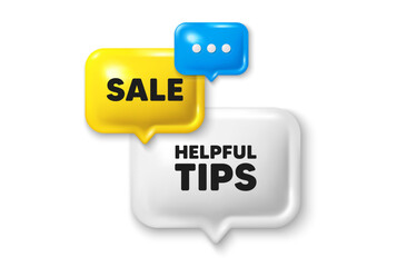 Discount speech bubble offer 3d icon. Helpful tips tag. Education faq sign. Help assistance symbol. Helpful tips discount offer. Speech bubble sale banner. Discount balloon. Vector