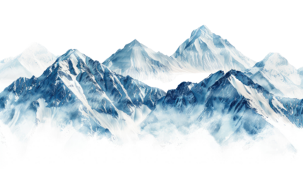 Snowy mountains on a transparent background