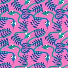 Cartoon animals seamless snake pattern for wrapping and kids new 2025 year