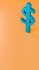 Isolated orange stage with money sign with ascending arrow blue color, investment and finance theme