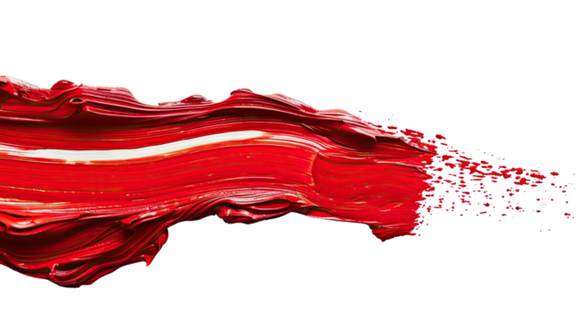 Red line of paint on an isolated transparent background