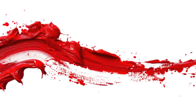 Red line of paint on an isolated transparent background