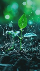 Agricultural concept. Green plants at field. AI generated illustration