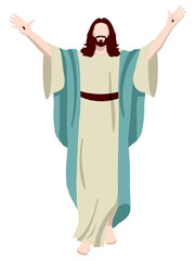 Jesus Christ life isometric illustration End Times Tribulation Revelation Prophecy hands up