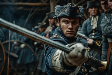 Obraz premium ransport yourself to the Middle Ages with a captivating image of the Russian army, featuring soldiers adorned in authentic medieval armor and wielding traditional weaponry