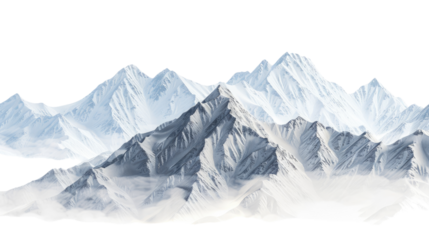 Snowy mountains on a transparent background