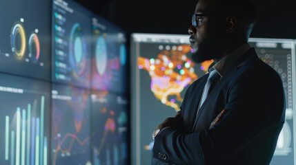 Black tech engineer presents revolutionary high tech product with AI.