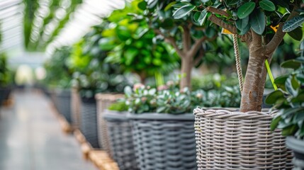Plants in pots on sale at the local garden center.