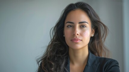 Naklejka premium Confident young Brazilian businesswoman portrait on neutral background.