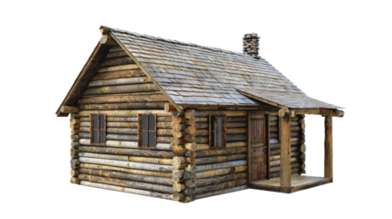 Log cabin on a transparent background
