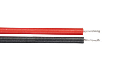 Red and Black Electrical Wires Close-Up