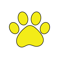 Dog yellow paw icon vector. Paw vector icon isolated on white background, Paw logo design. Vector illustration. Eps file 150.