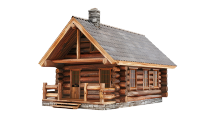 Log cabin on a transparent background