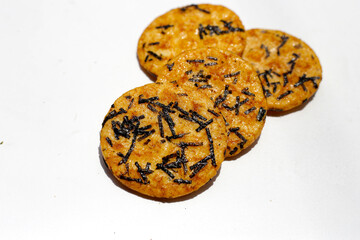 Japanese rice crackers with nori seaweed