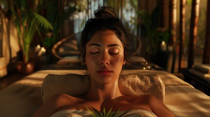 Obraz premium Young woman at spa massage