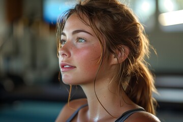 Fototapeta premium Close Up of a Womans Face After an Intense Workout