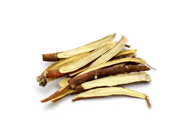 Liquorice sliced on white background.