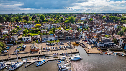 Aerial view of Lymington, a port town in the New Forest district of Hampshire, England