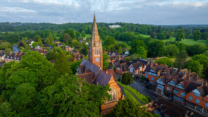 Sunrise view of Lyndhurst, a large village and civil parish situated in the New Forest National...