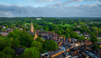 Sunrise view of Lyndhurst, a large village and civil parish situated in the New Forest National...