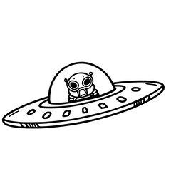 ufo with alien  in space vector 
