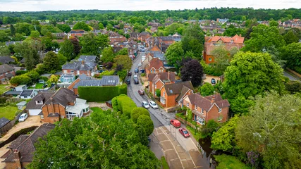 Fototapete Rund Naturpark Aerial view of Brockenhurst, the largest village by population within the New Forest in Hampshire, England  © Alexey Fedorenko