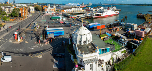 Aerial view of Southampton is a port city in Hampshire, England