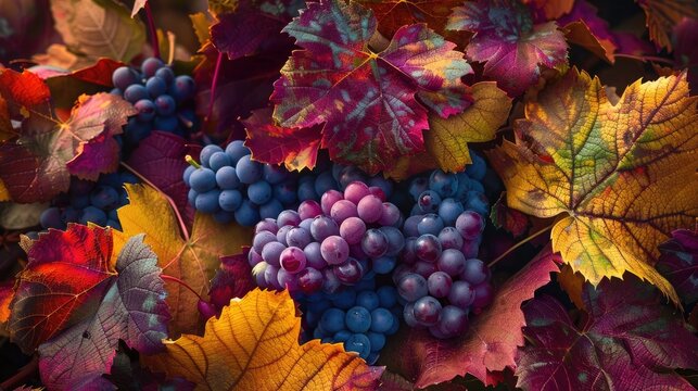 Autumn Harvest Grapes among Fall Foliage