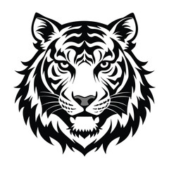 Tiger head silhouette vector illustration art outline style with a white background