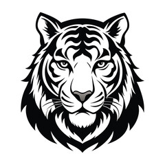 Tiger head silhouette vector illustration art outline style with a white background, and Adobe Illustrator Artwork