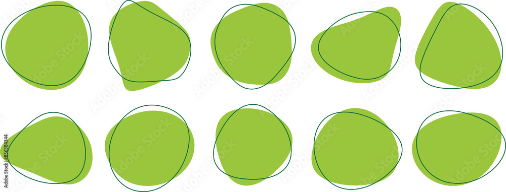 Wall mural abstract organic blob shapes vector irregular figures isolated on transparent background. set of rou