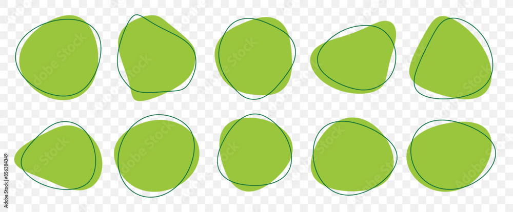 Wall mural abstract organic blob shapes vector irregular figures isolated on transparent background. set of rou