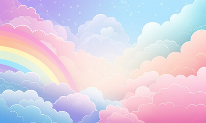 Abstract kawaii Colorful Sky rainbow background