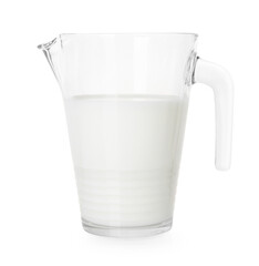 Glass jug with fresh milk isolated on white