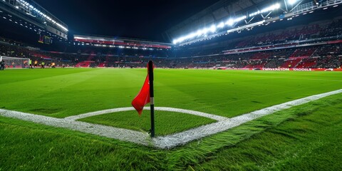 the corner kick flag during the announcement of the starting lineup for the soccer match