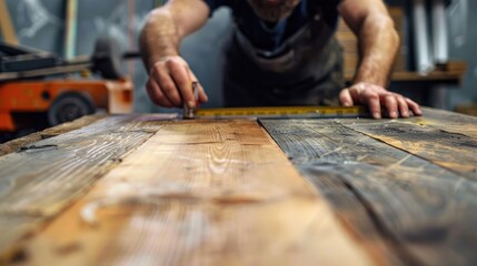 Measuring the size of a wooden table